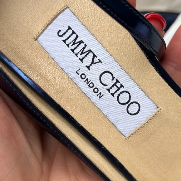 Jimmy Choo Lucy 100 Heels Metallic Denim Mirror Leather – Size 39.5 - Picture 10 of 10